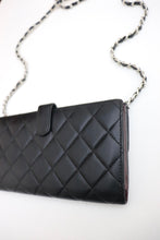 Load image into Gallery viewer, CHANEL Lambskin Quilted Long Flap Wallet Black
