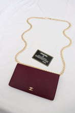 Load image into Gallery viewer, Chanel bifold calfskin wallet in burgundy
