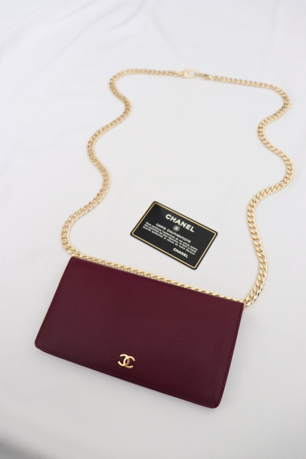 Chanel bifold calfskin wallet in burgundy