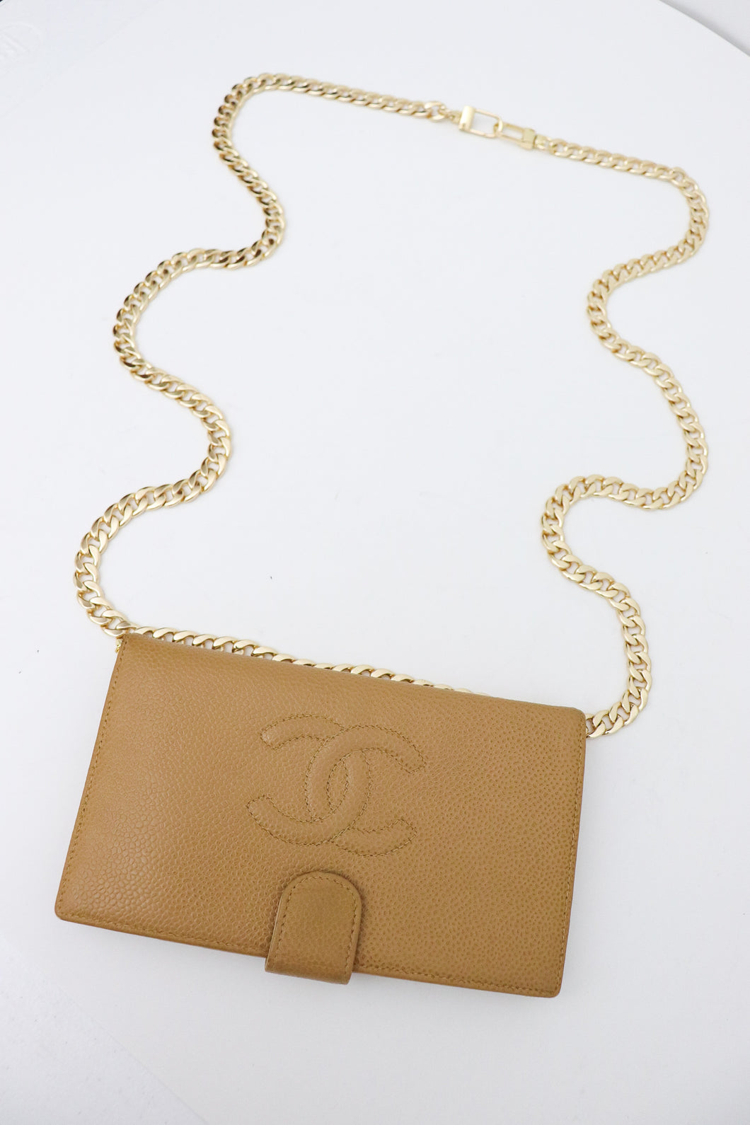 Chanel caviar tan wallet
