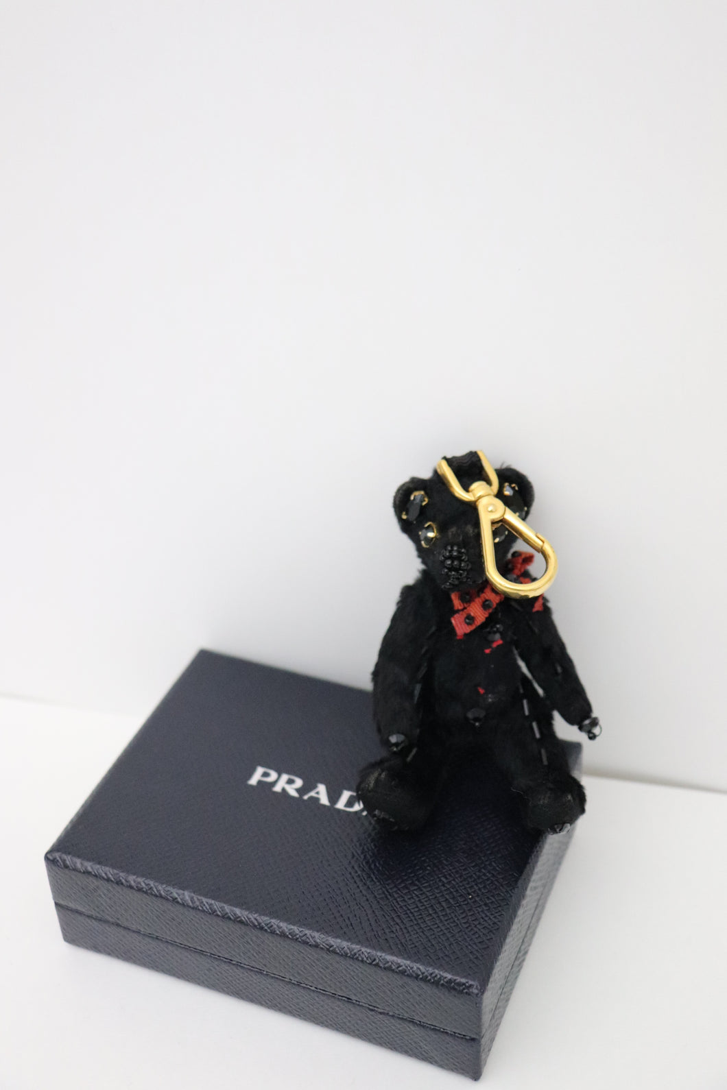 Prada black bear keychain