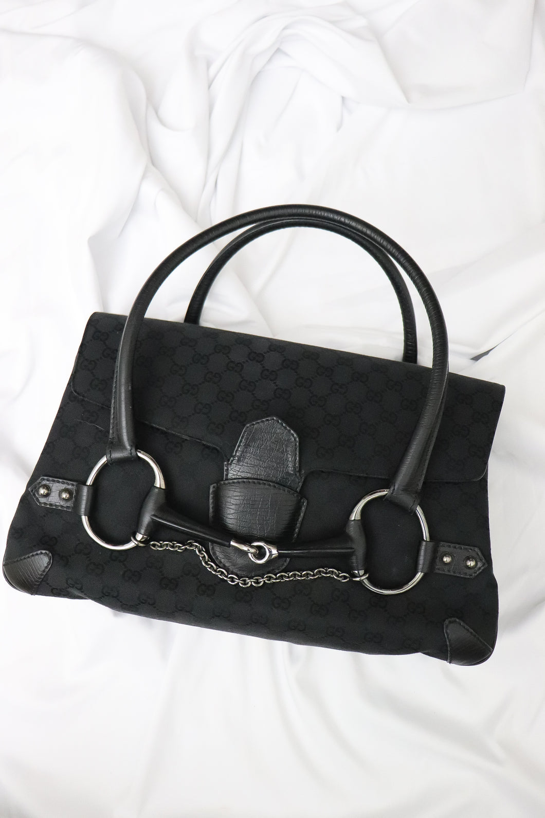 Gucci GG canvas horsebit chain bag