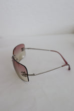 Lade das Bild in den Galerie-Viewer, Y2K Chanel Rhinestone Ombre Pink Tinted Silver Sunglasses
