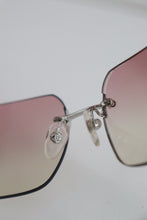 Lade das Bild in den Galerie-Viewer, Y2K Chanel Rhinestone Ombre Pink Tinted Silver Sunglasses
