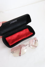 Lade das Bild in den Galerie-Viewer, Y2K Chanel Rhinestone Ombre Pink Tinted Silver Sunglasses
