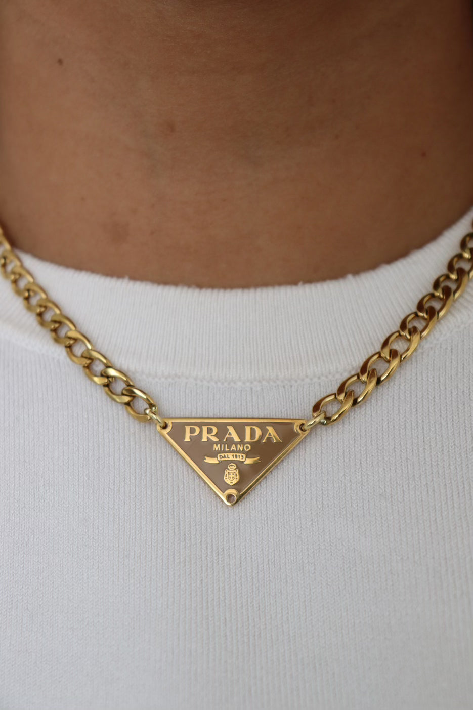 Prada nude brown necklace