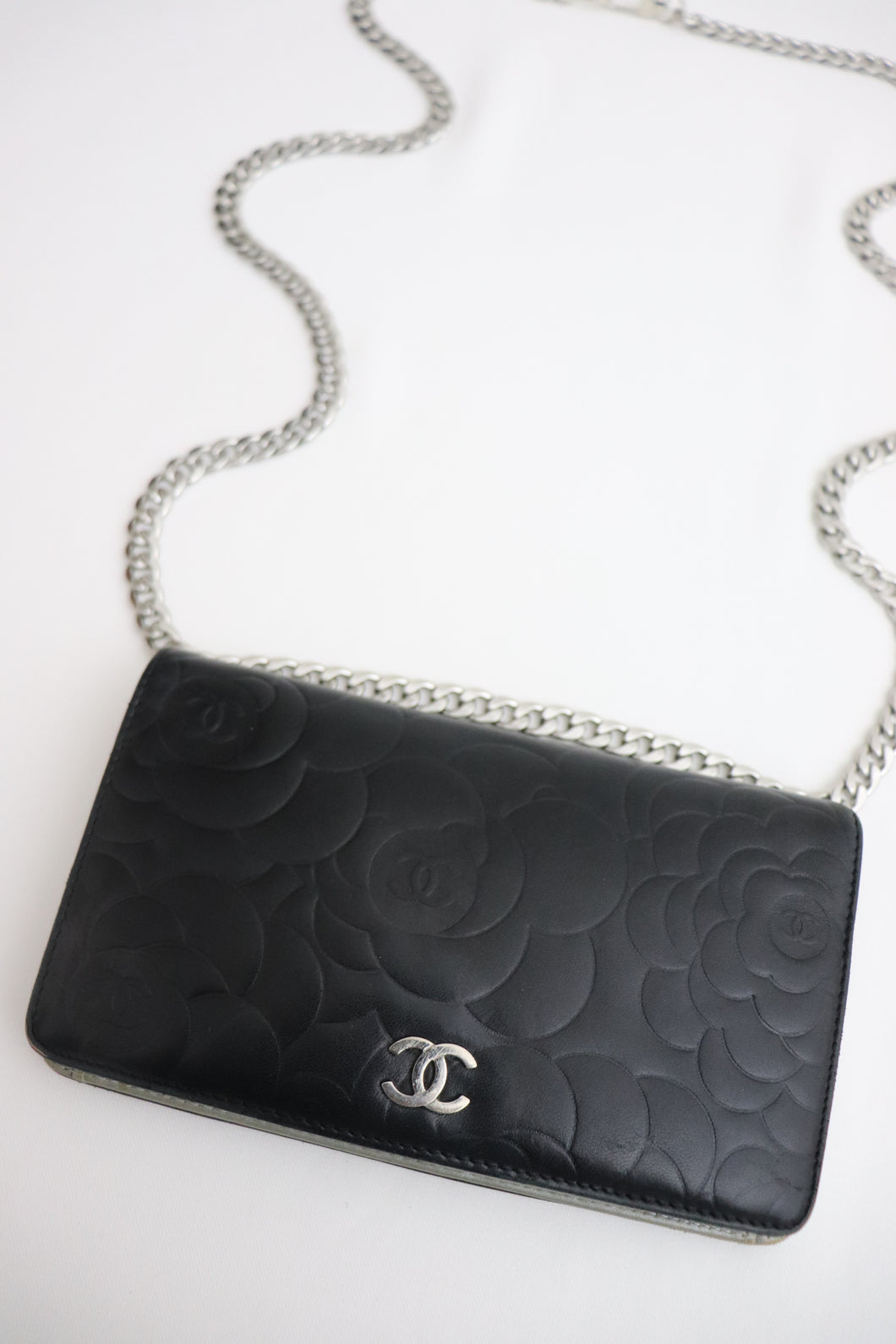 Chanel embossed camellia bifold vintage wallet