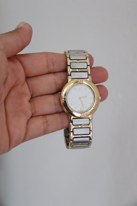 vintage YSL watch, designer two-tone watch, Swiss quartz