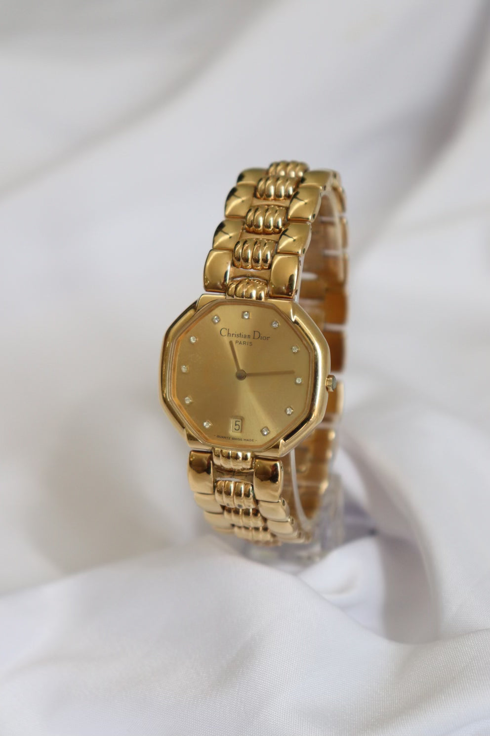 Vintage Christian Dior octagonal 11P Diamond Octagonal Gold Watch