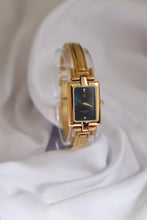 Load image into Gallery viewer, Vintage Givenchy 1990s Emerald Dial Gold Plated Bangle Watch
