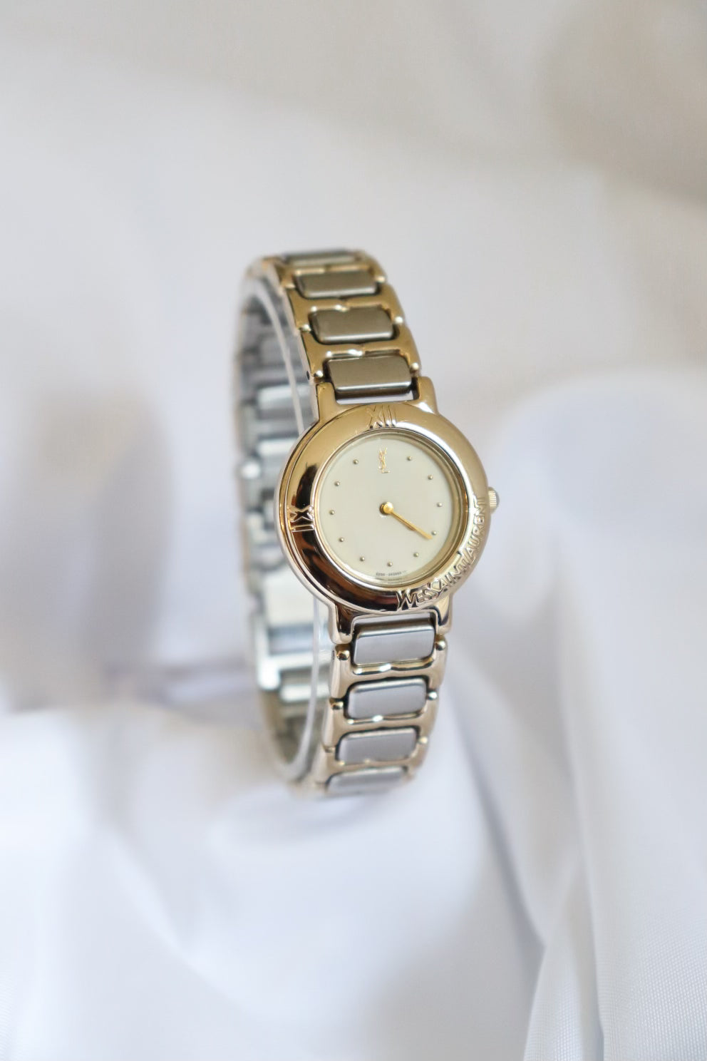 Vintage YSL White Dial Two-Tone Watch - Small