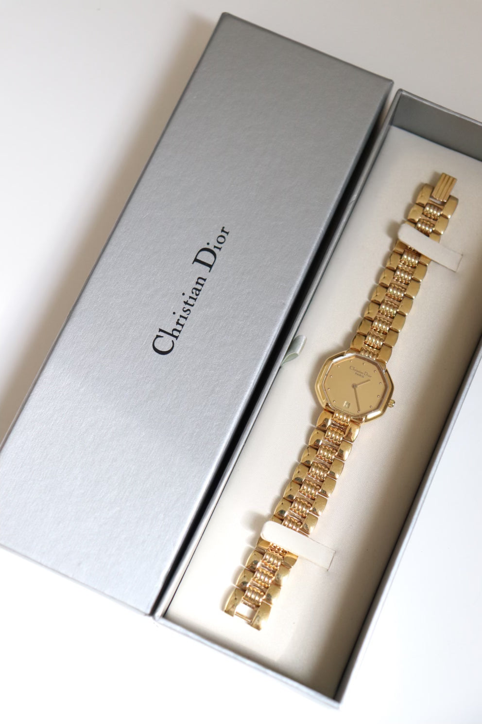 Christian Dior Vintage Gold-Tone Modele Depose Octagonal