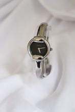 Load image into Gallery viewer, Vintage Gucci Bangle Watch in silver with black dial
