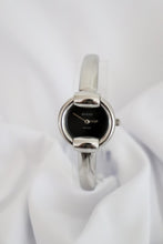 Load image into Gallery viewer, Vintage Gucci Bangle Watch in silver with black dial
