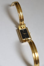 Load image into Gallery viewer, Vintage Givenchy 1990s Black Dial Gold Plated Bangle Watch
