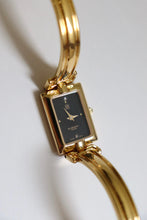 Load image into Gallery viewer, Vintage Givenchy 1990s Black Dial Gold Plated Bangle Watch
