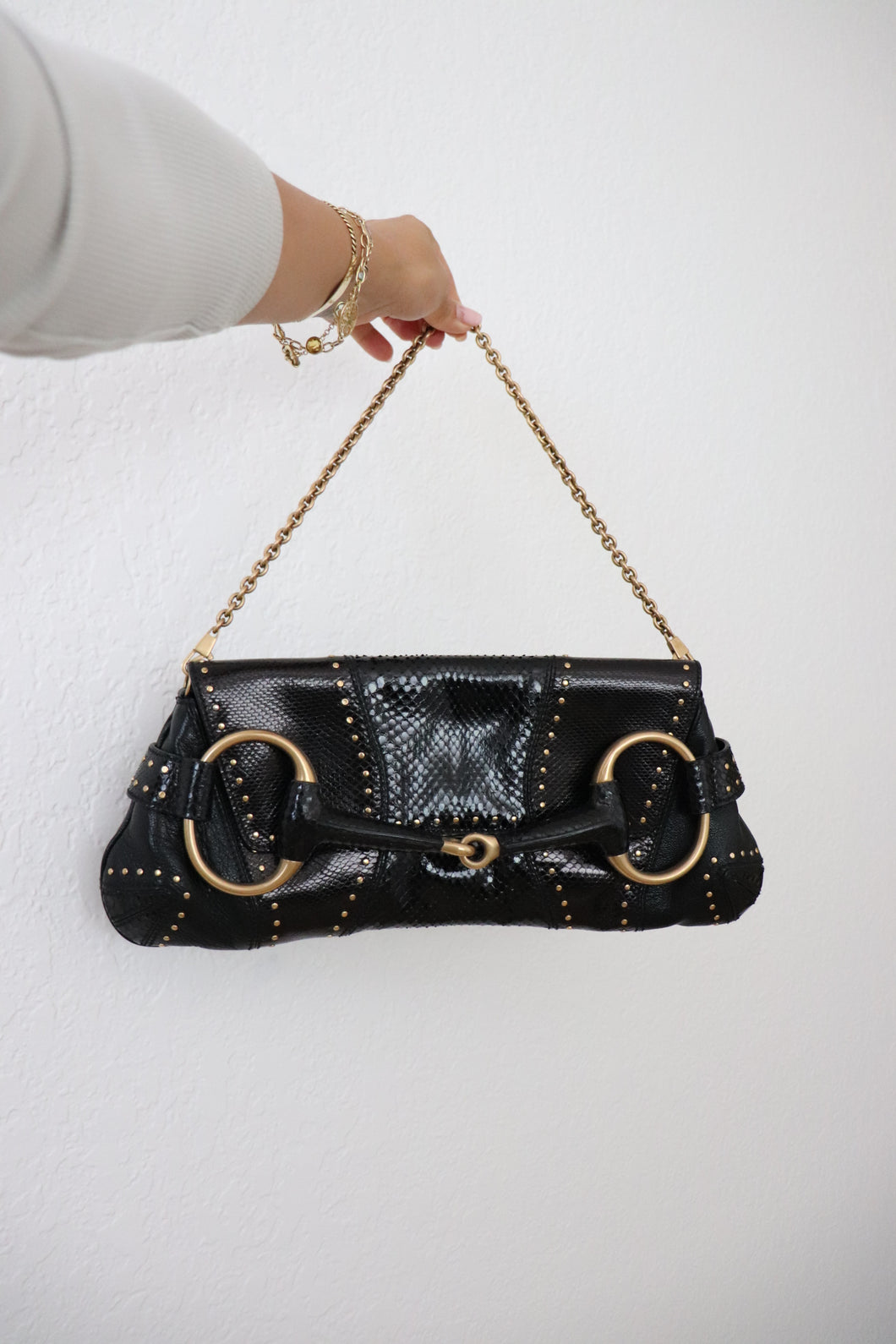 Gucci Snakeskin Horsebit Pochette