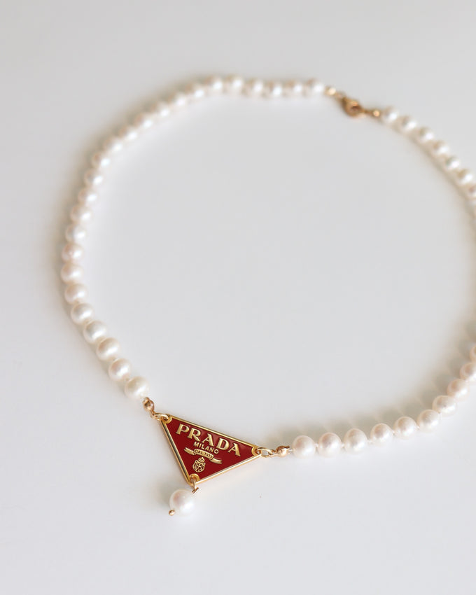 prada logo necklace