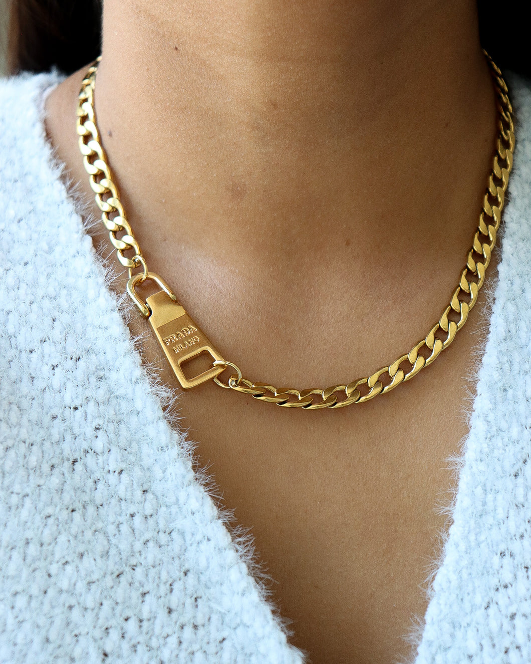 gold zipper necklace