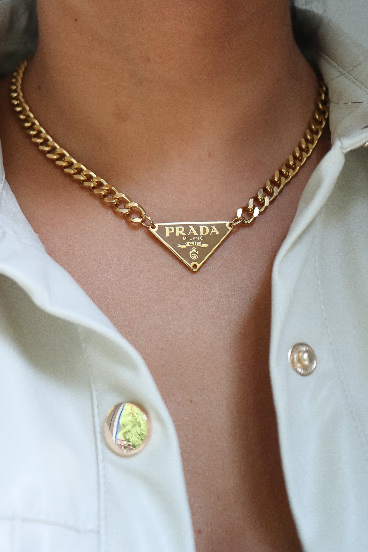 Prada Triangle Logo Necklace Keychain - Farfetch